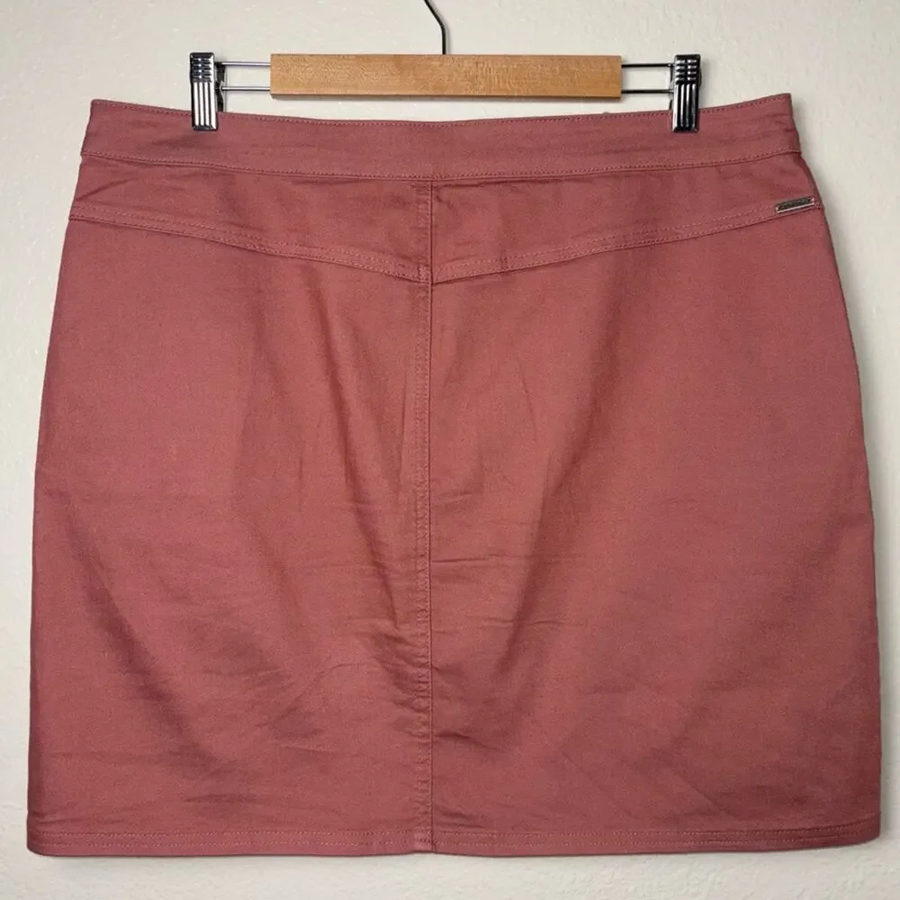 Prana Kara skirt Women's Size 14 Lacquered Rose Pink Stretch Denim A-Line